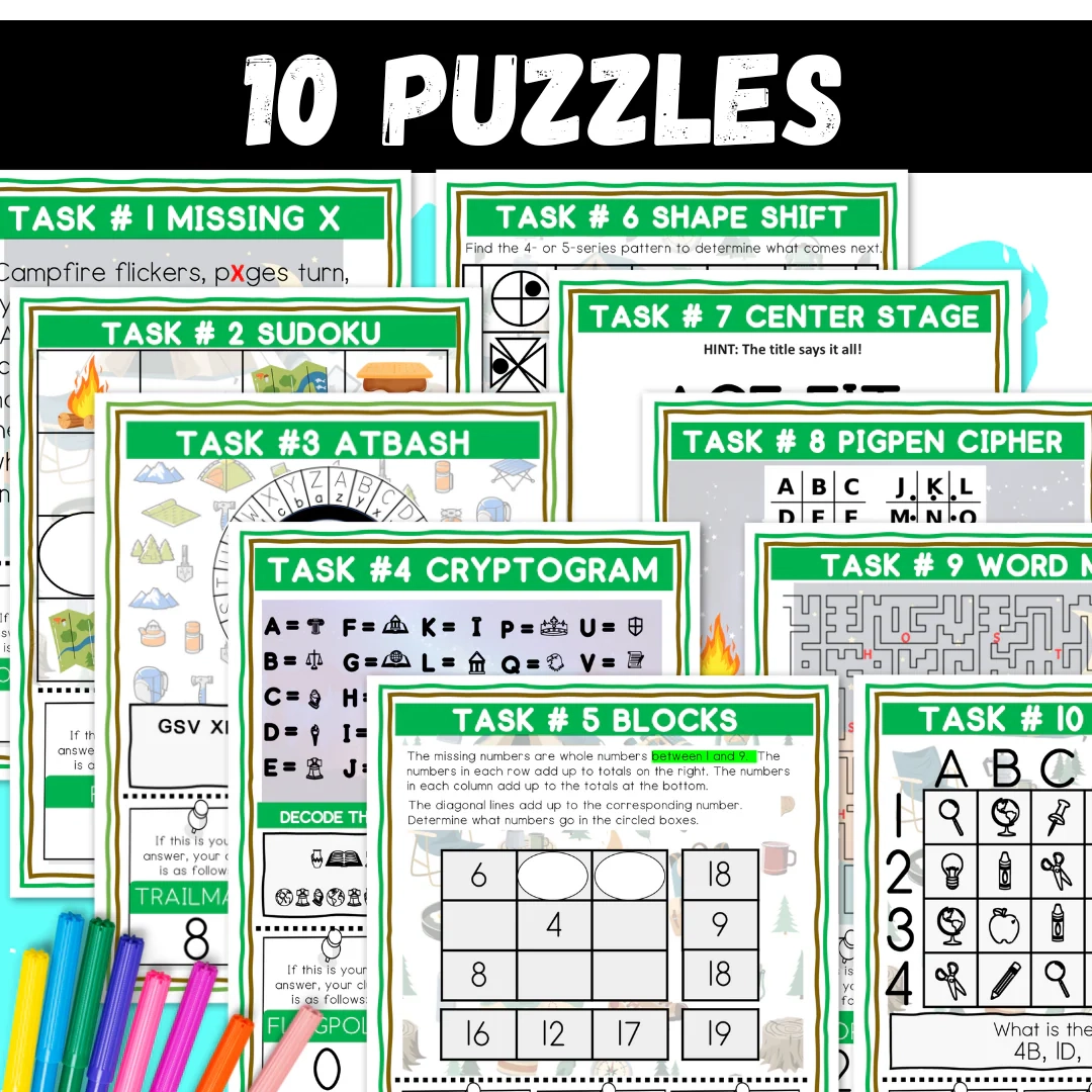Camping Logic Puzzle Escape Room Printable Brain Teasers For 