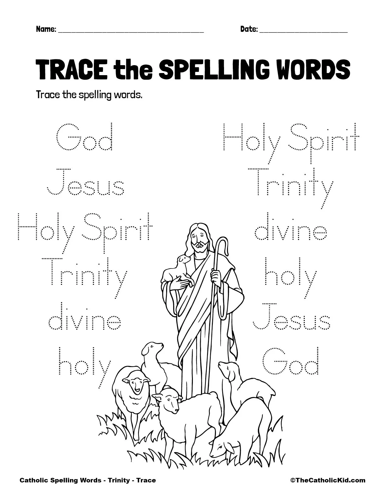 Catholic Spelling amp Vocabulary Words Trinity Worksheets 