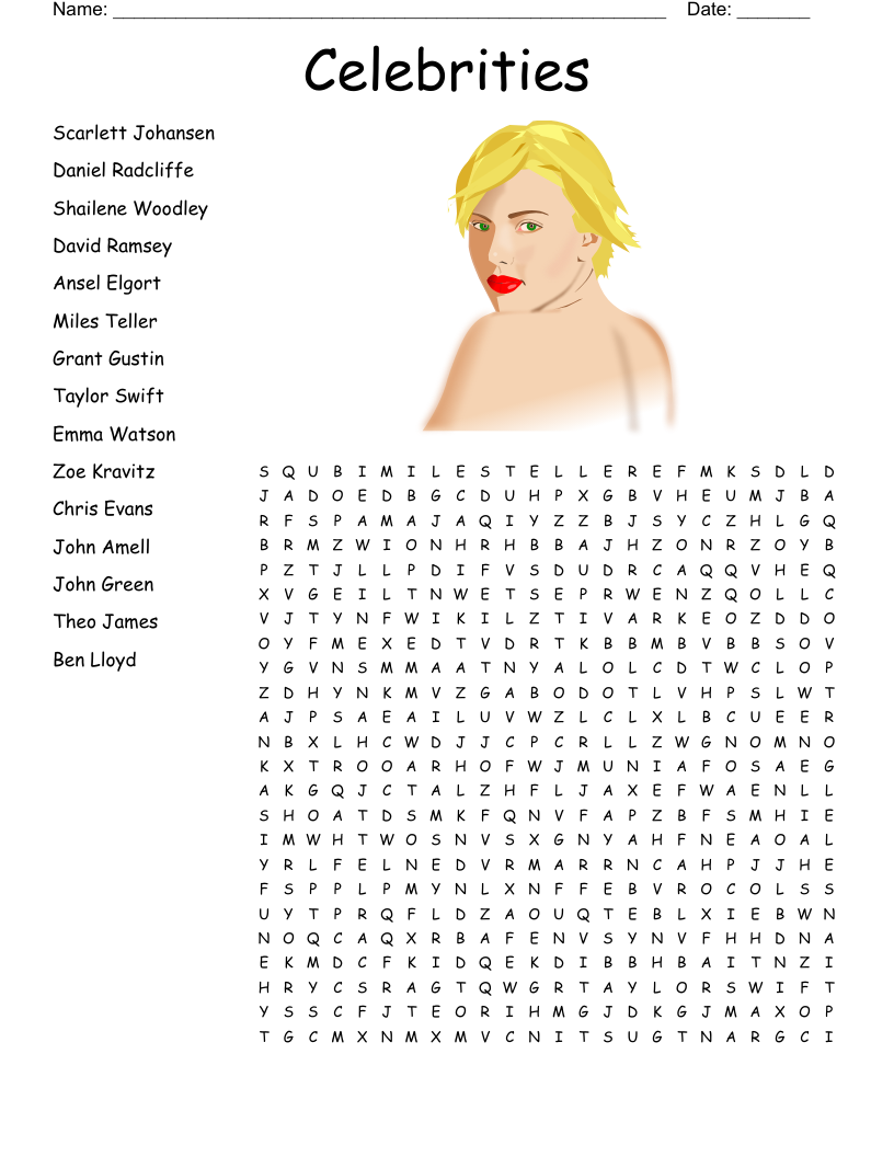 Celebrity Crossword Puzzles Printable