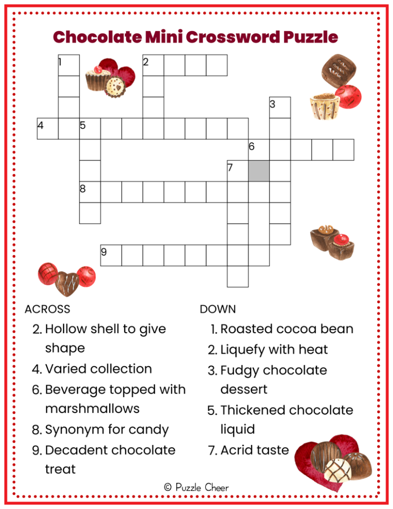 Crossword Puzzles Dessert Printables