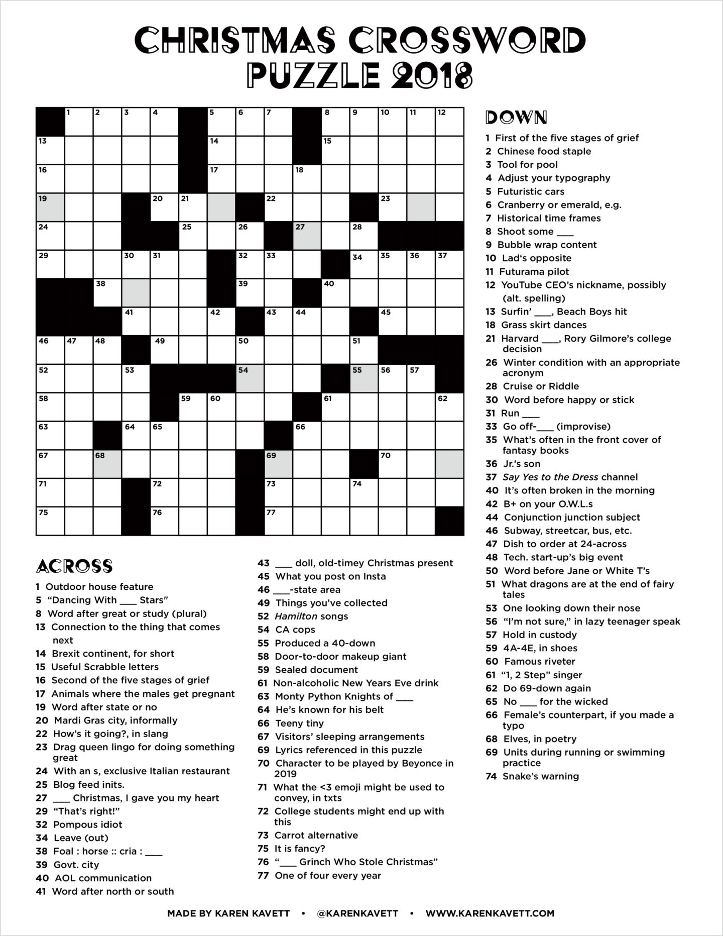 Adult Christmas Crossword Puzzles Printable