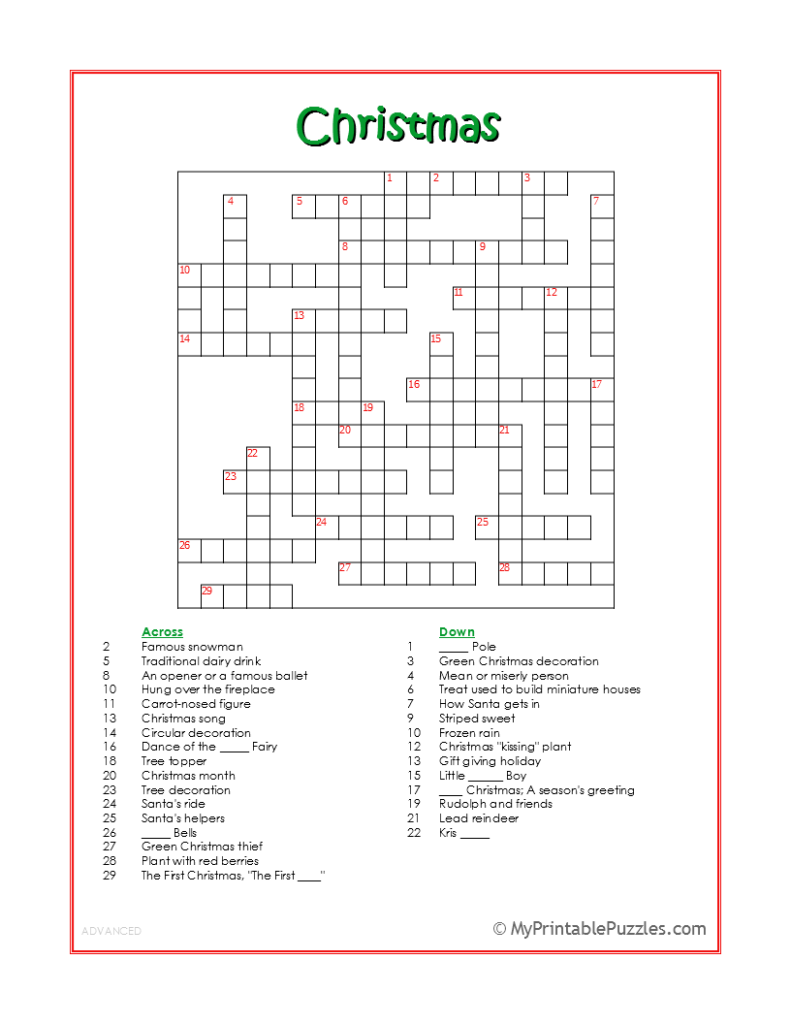 Free Printable Christmas Puzzles For Adults