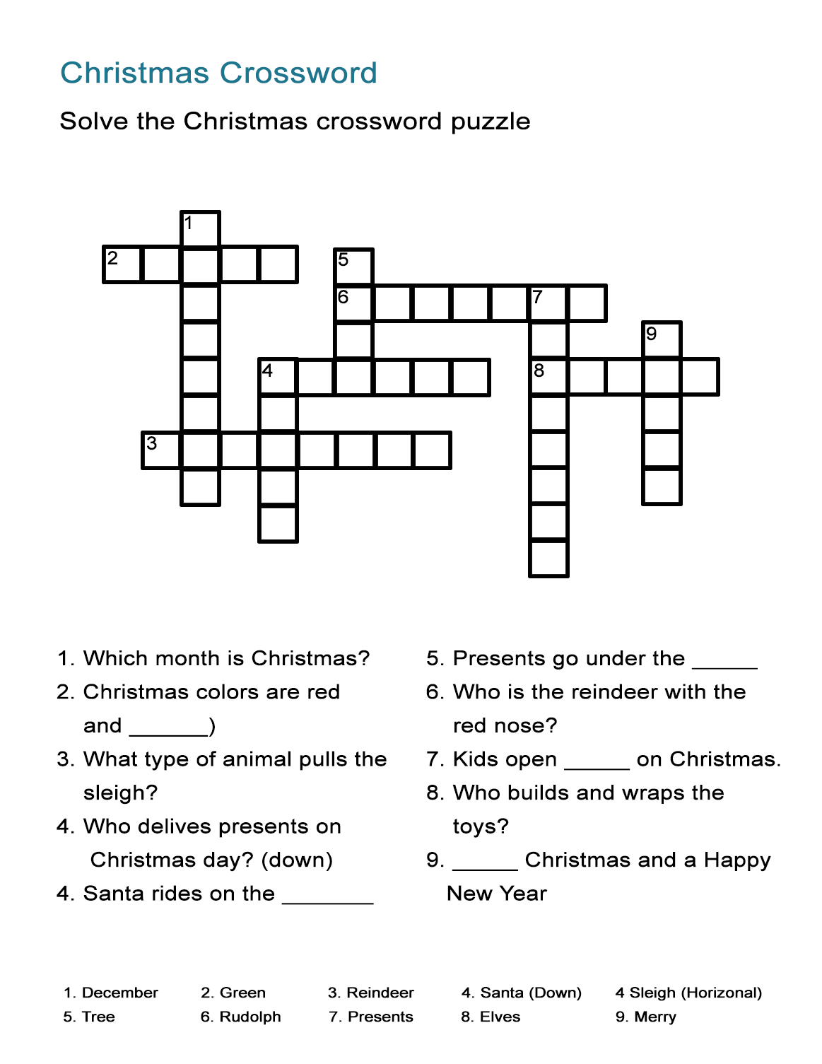 Printable Esl Crossword Puzzles