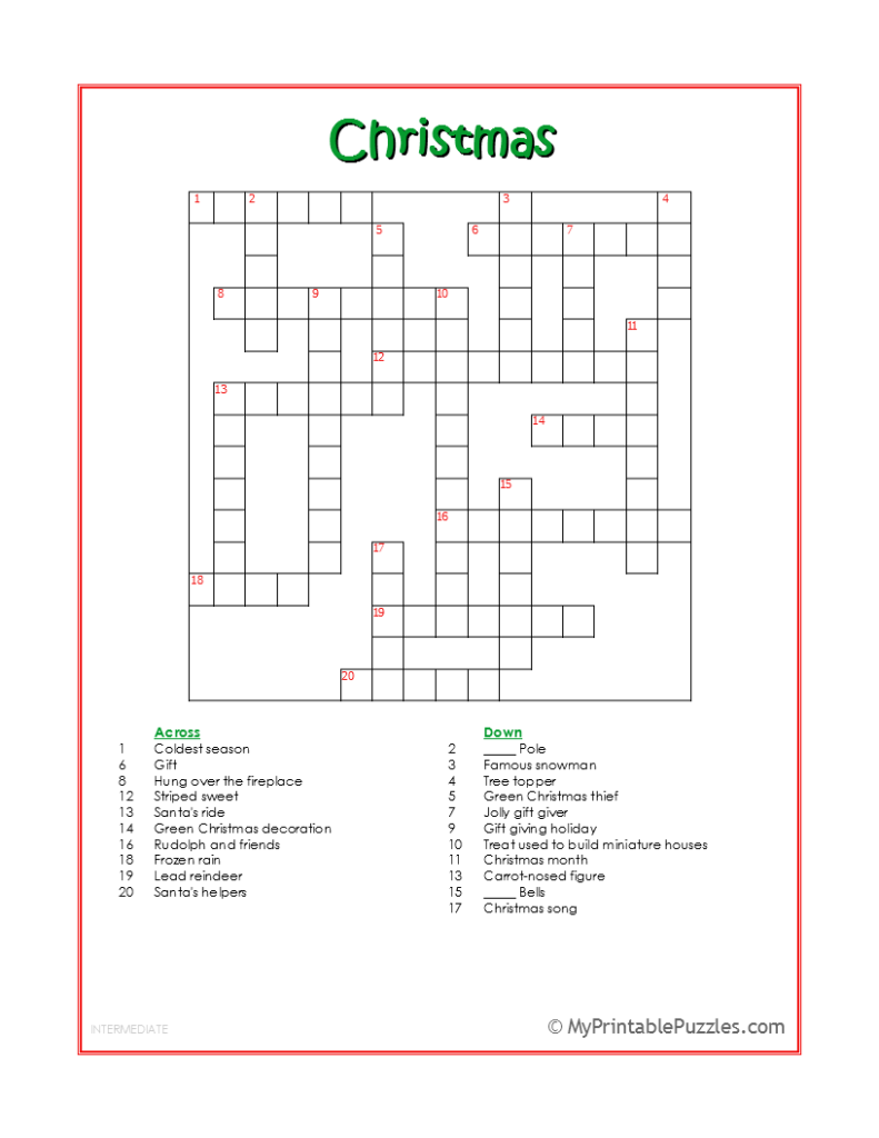 Christmas Puzzles Free Printable