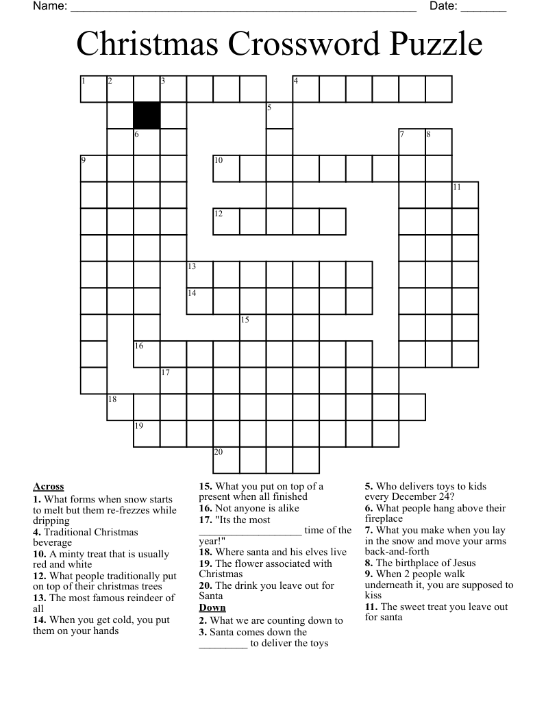 Christmas Crosswords Puzzles Printable