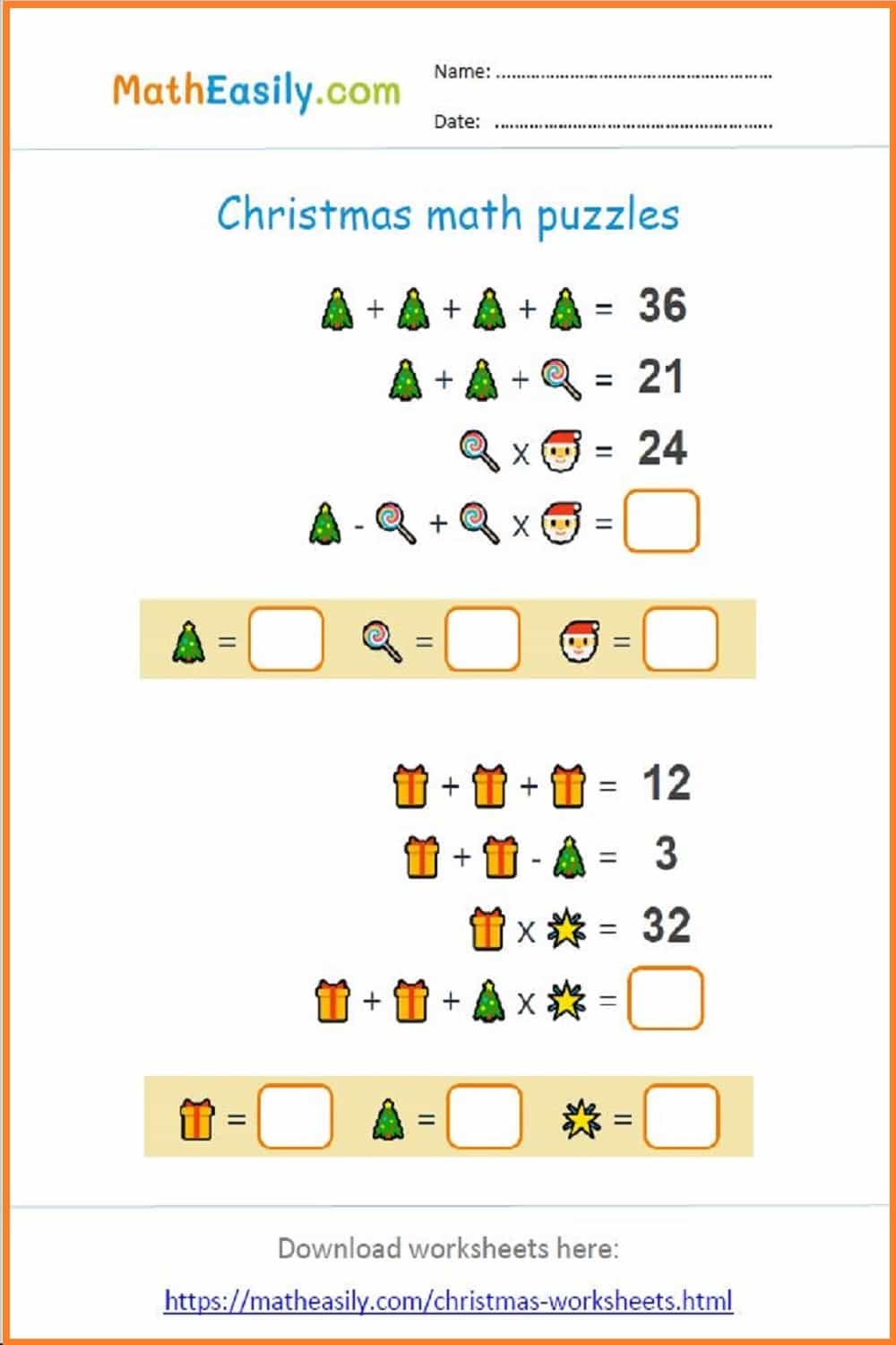 Christmas Logic Puzzles Printable