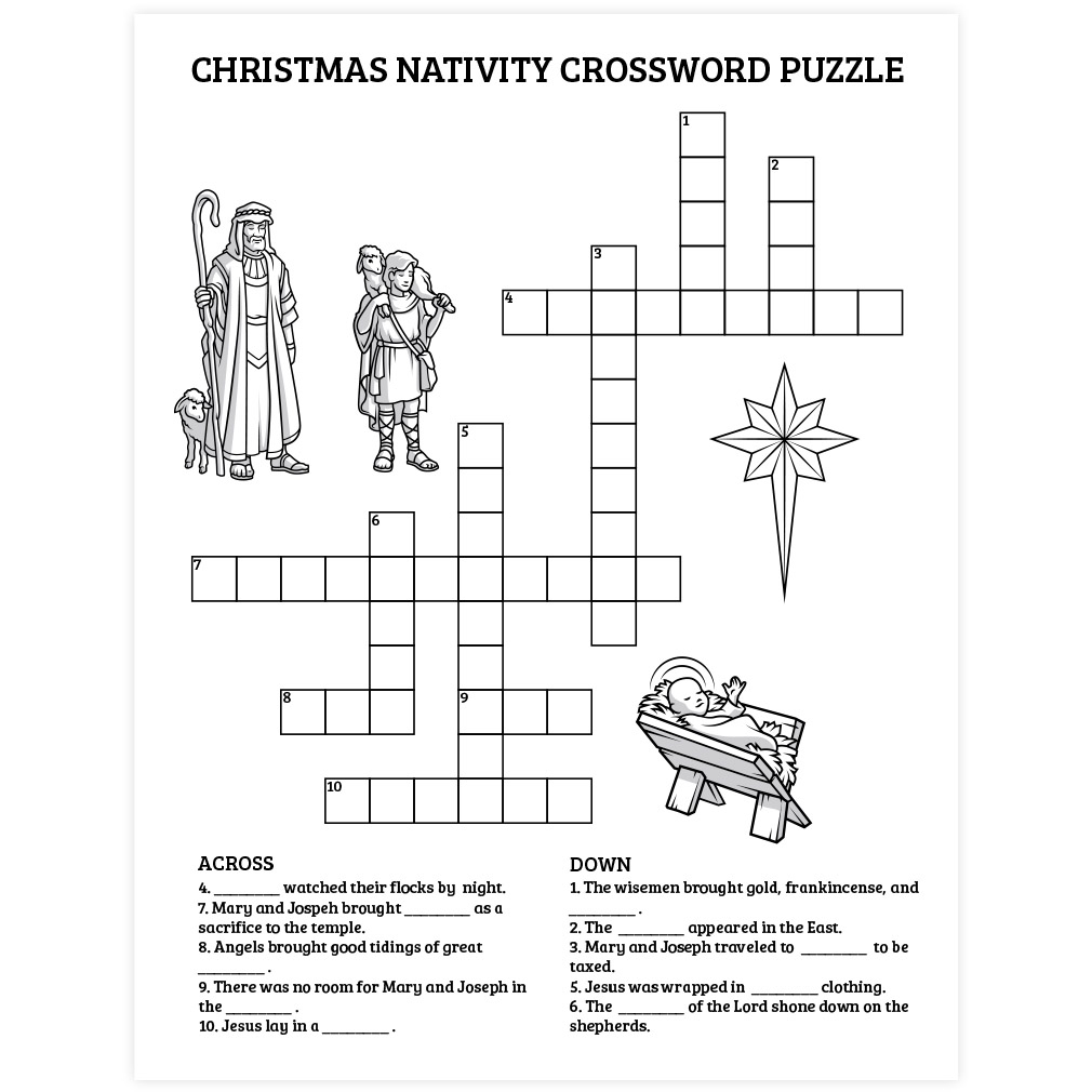 Sunday School Christmas Crossword Puzzles Printable