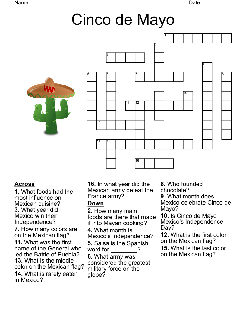 Mexico Crossword Puzzles Printable