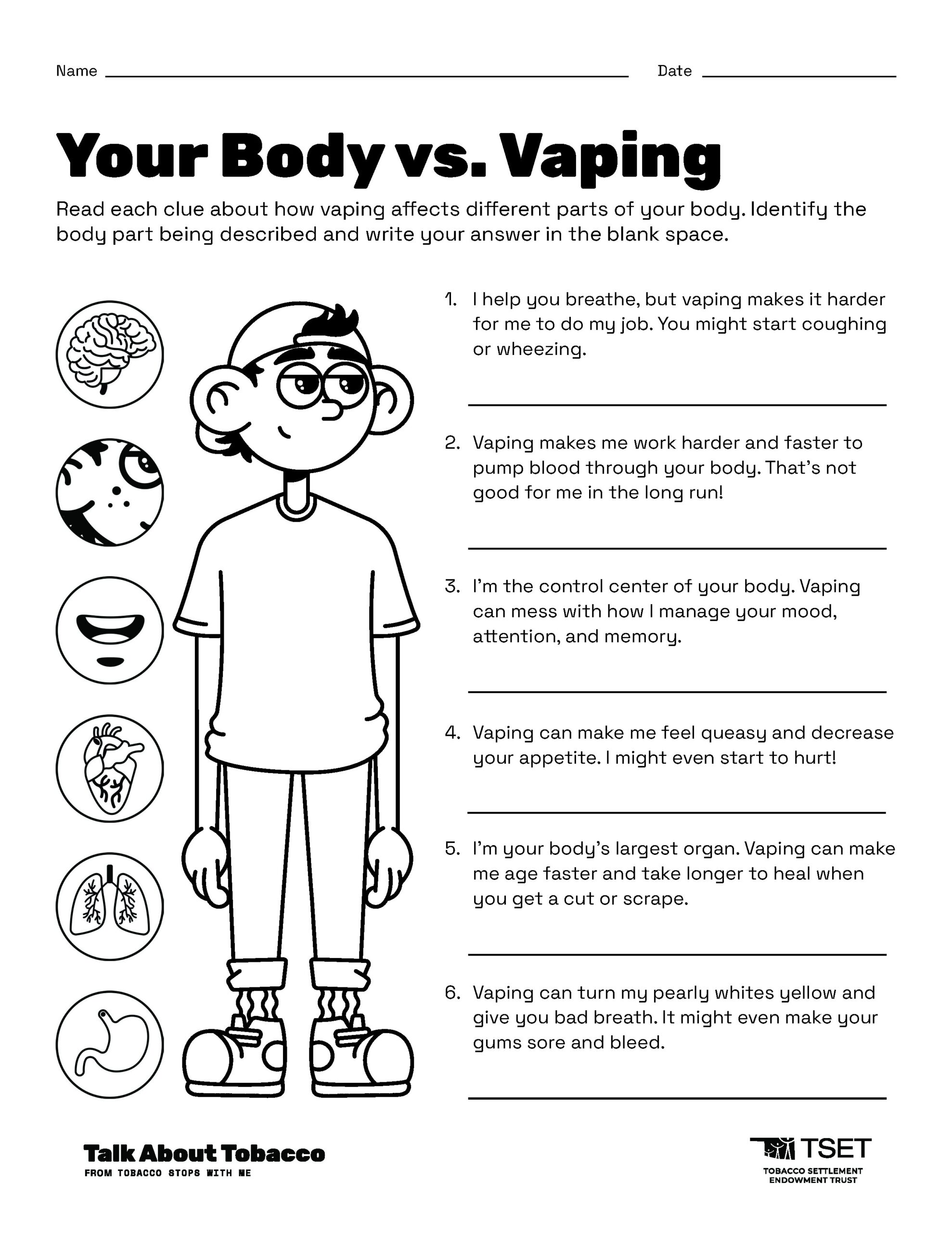 Free Printable Vaping Worksheets