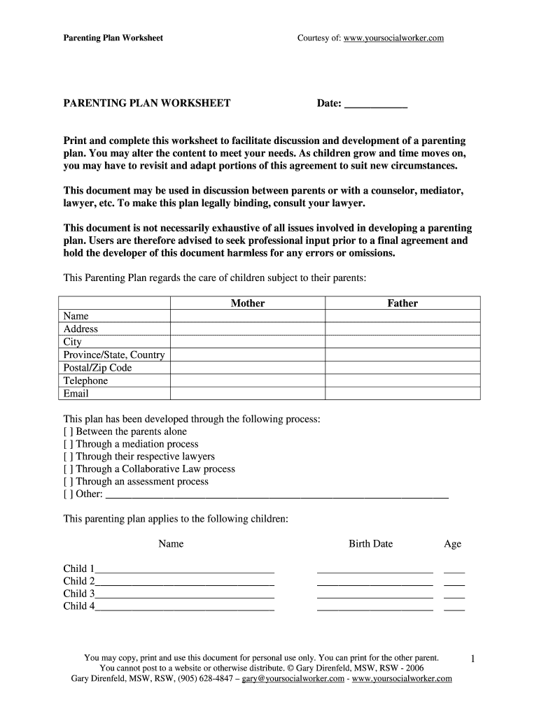 Co Parenting Worksheets Pdf Fill Out amp Sign Online DocHub