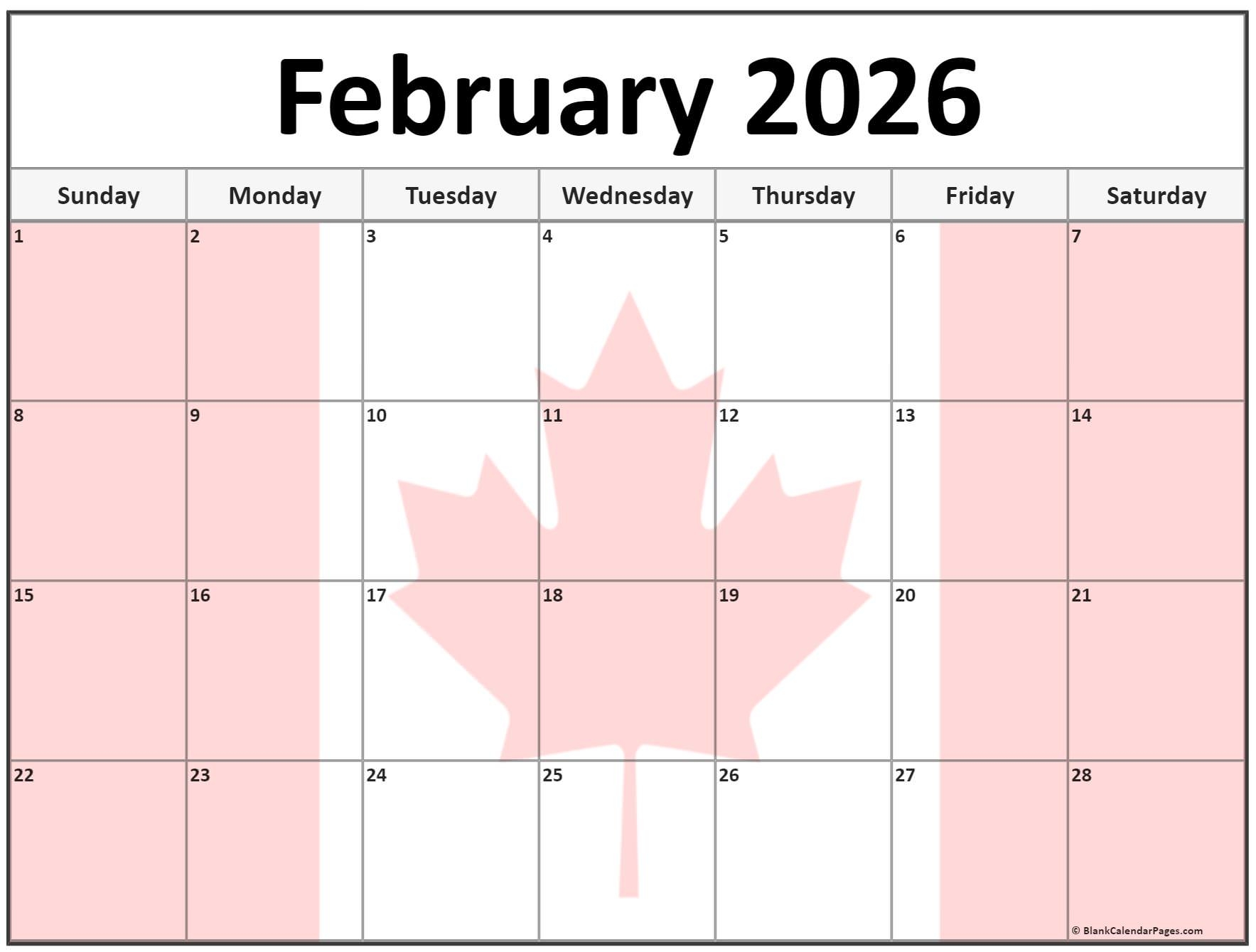 February 2026 Calendar With Holidays Canada