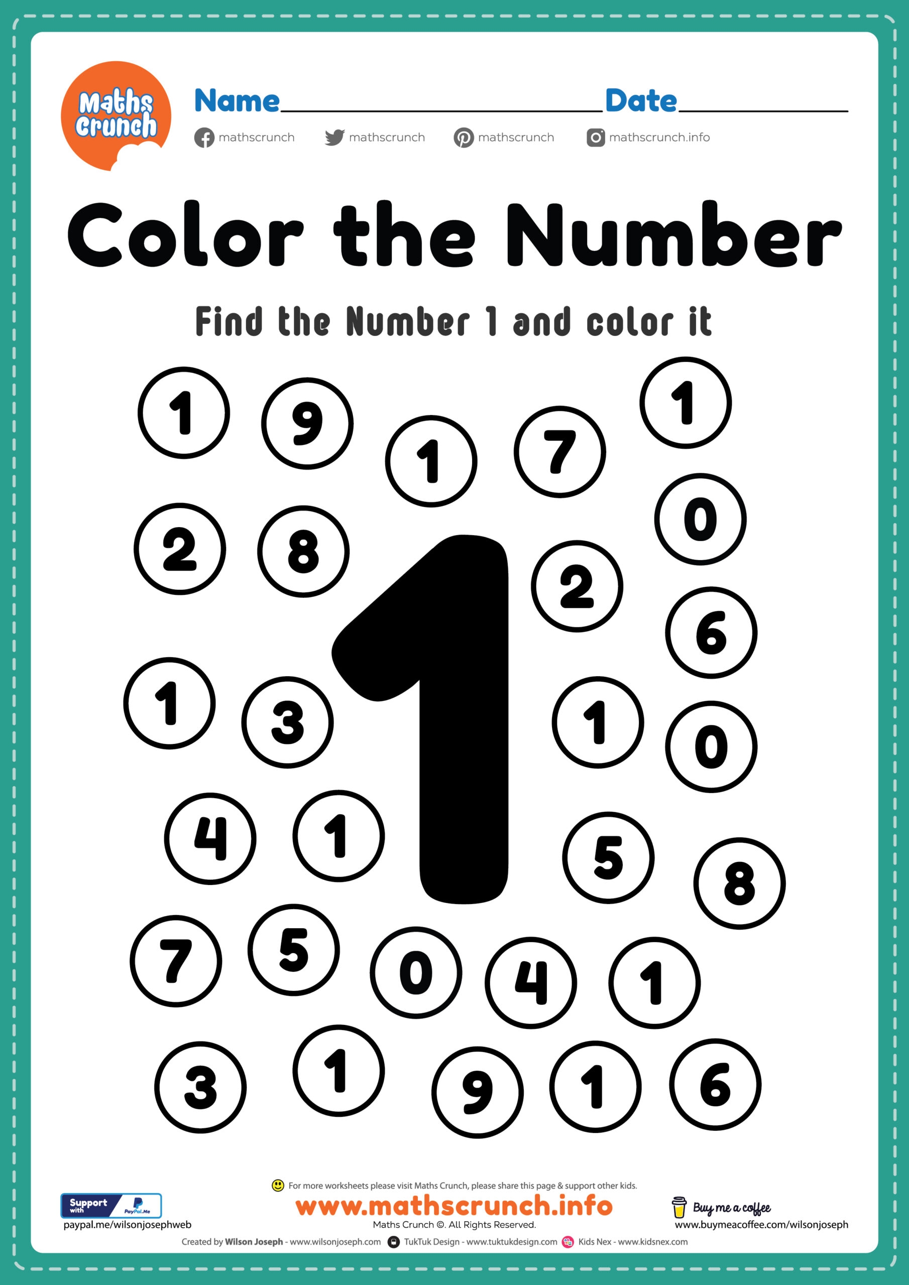 Printable Number Worksheet