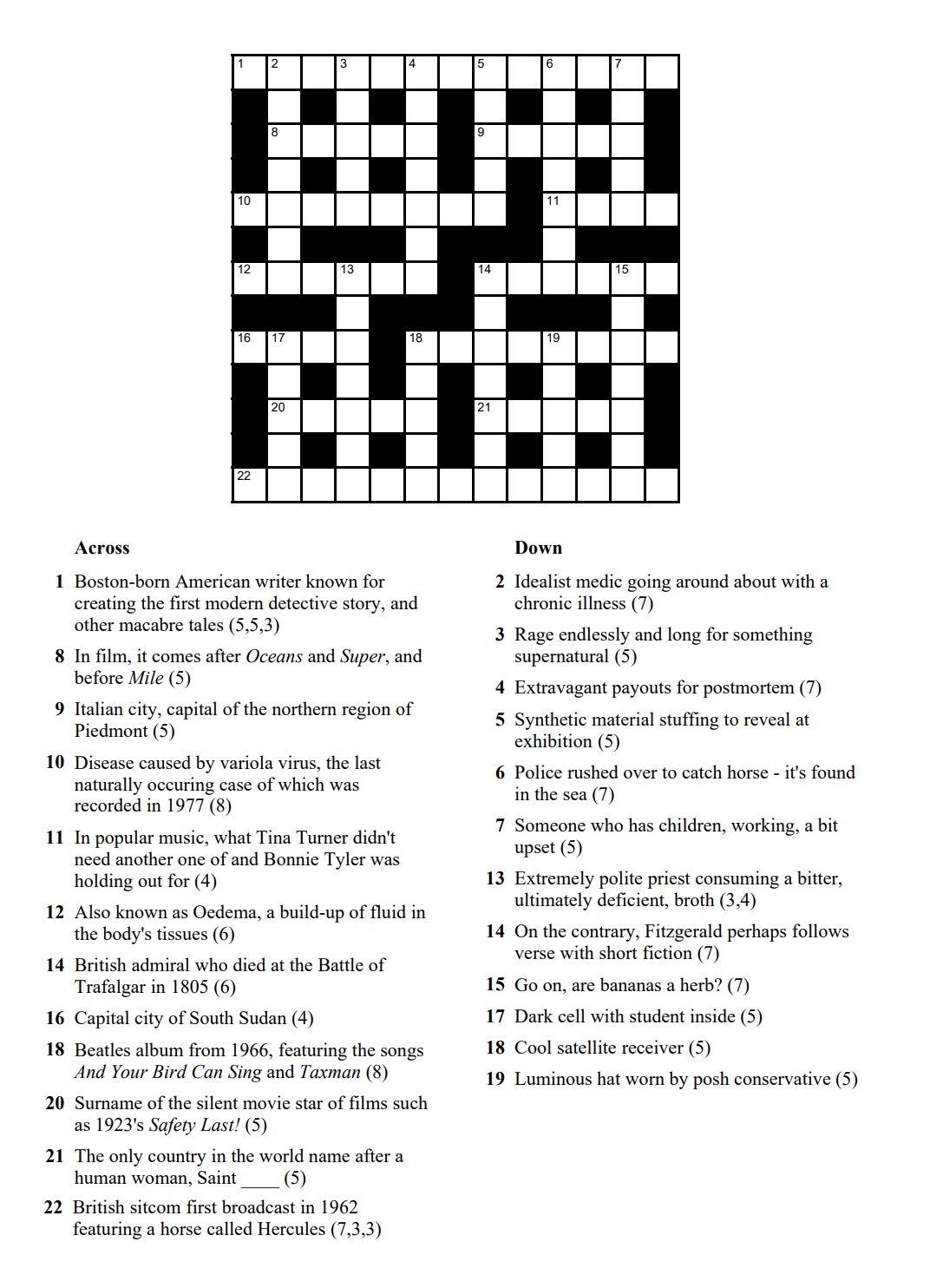 Commoner Crosswords Free Cryptic Crosswords And Cryptic Quizzes 