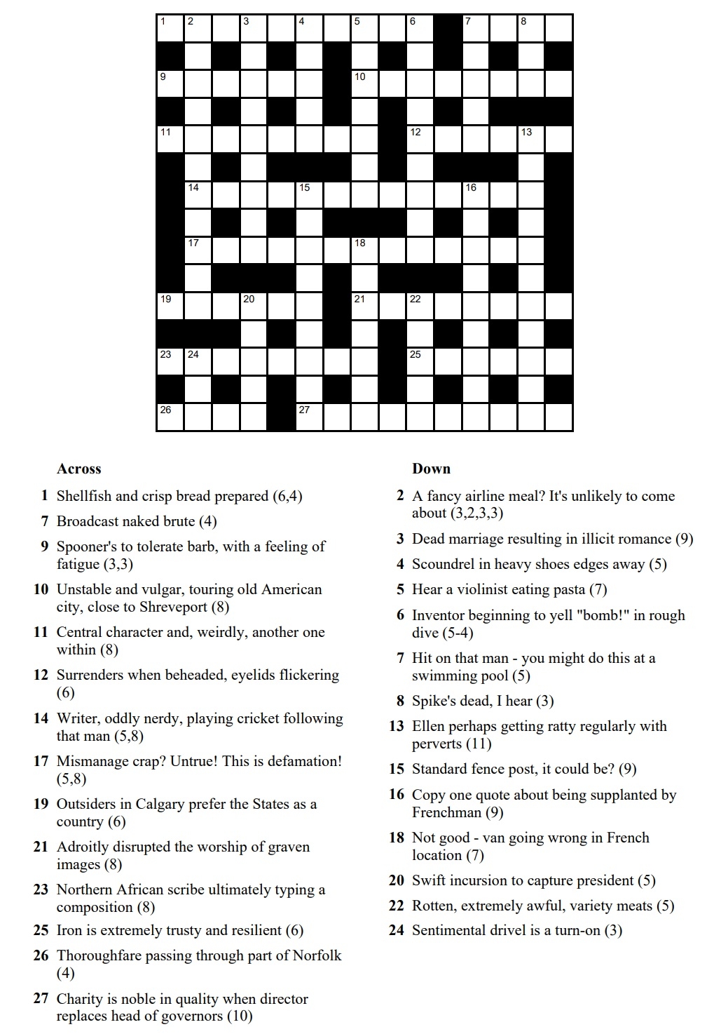 Printable Cryptic Crossword Puzzles