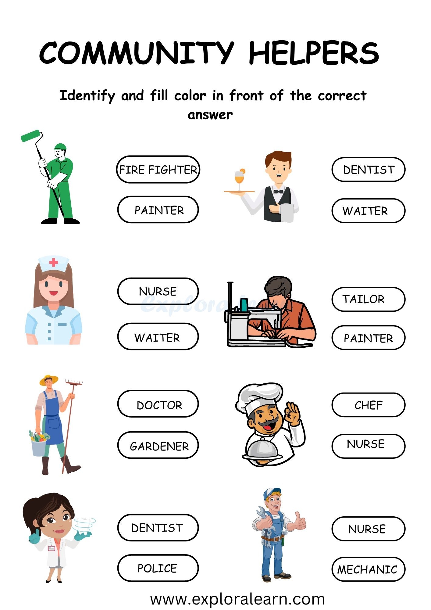 Printable Community Helpers Worksheets