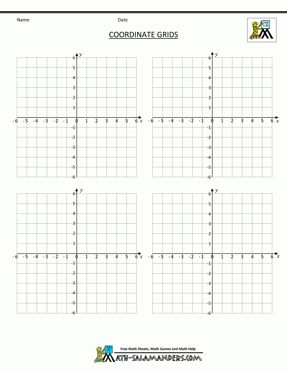 Free Printable Coordinate Plane Graph Paper