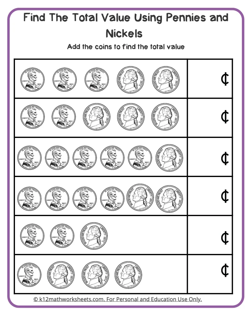 Money Math Worksheets Printable