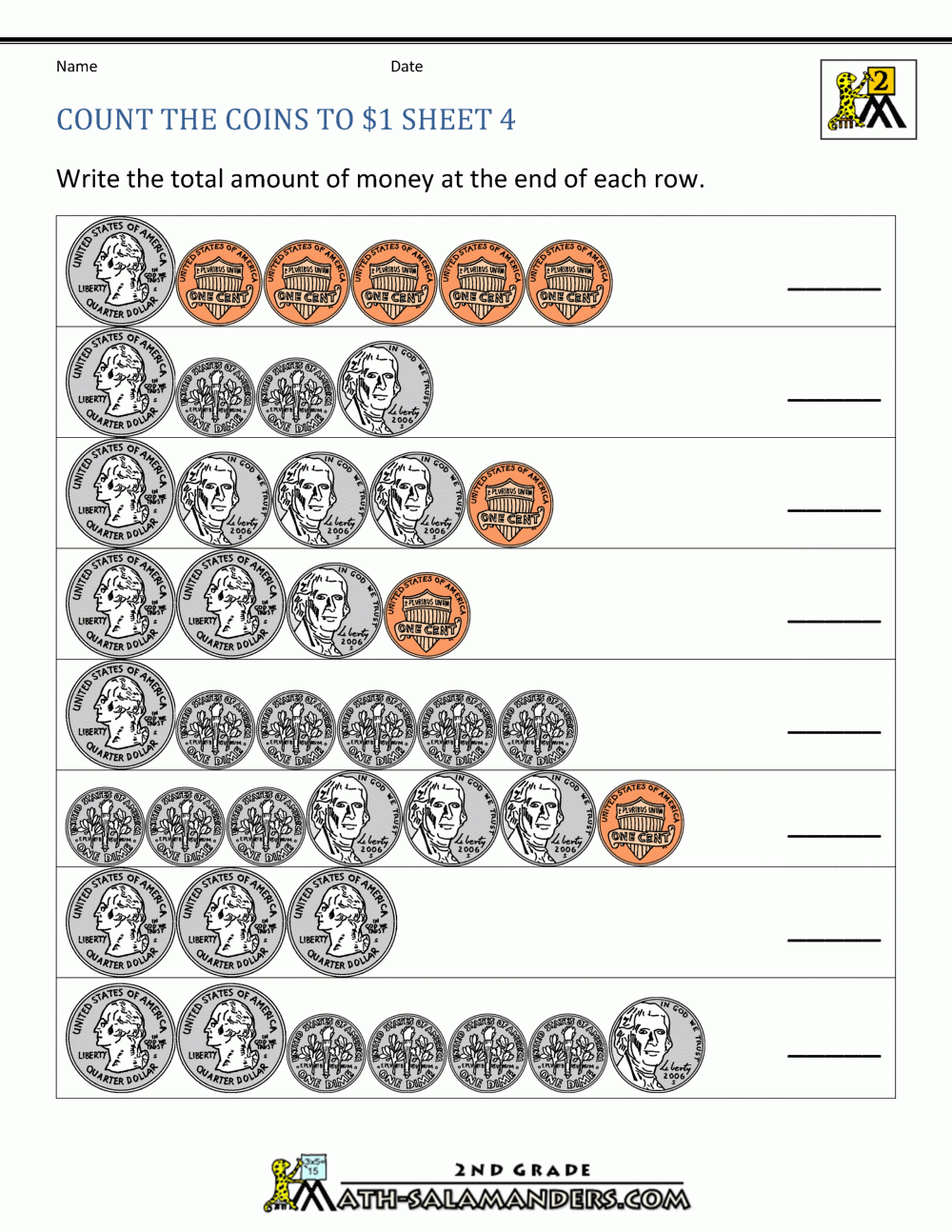 Free Coin Printable Worksheets