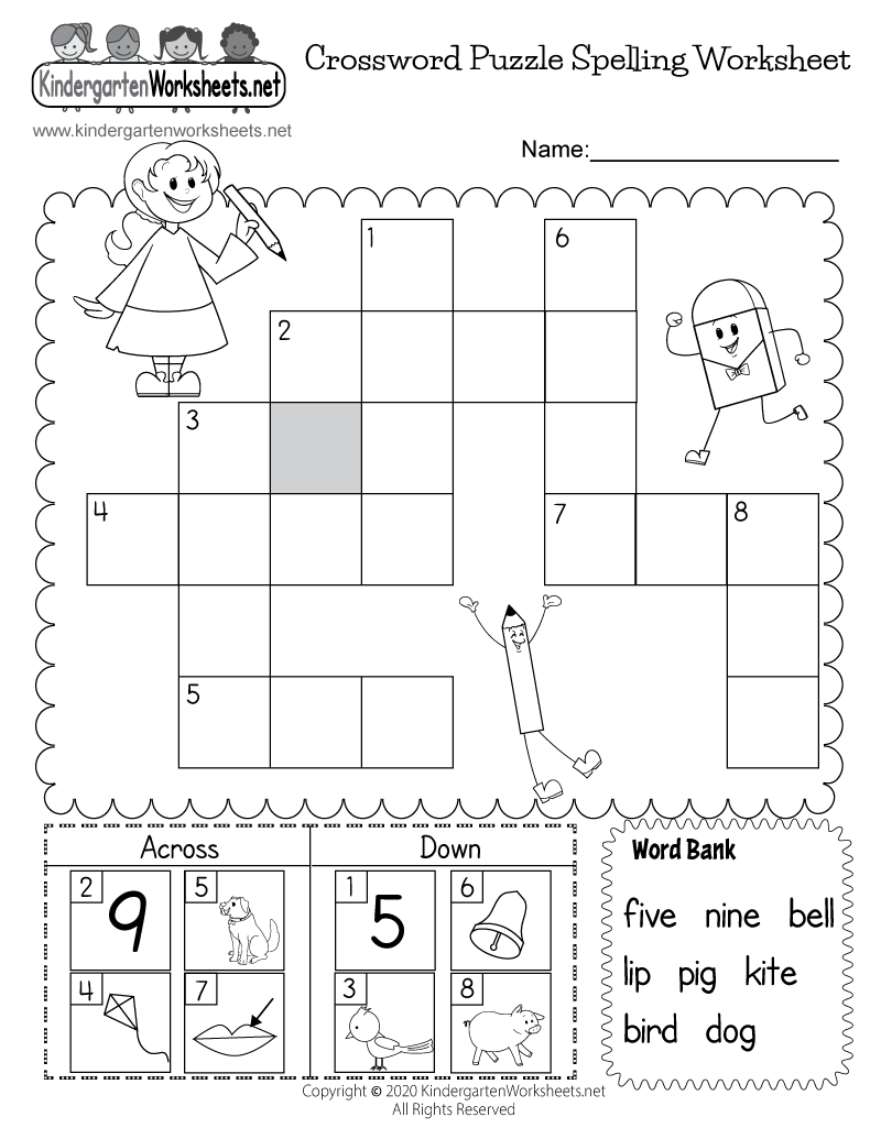 Crossword Puzzle Spelling Worksheet Free Printable Digital amp PDF