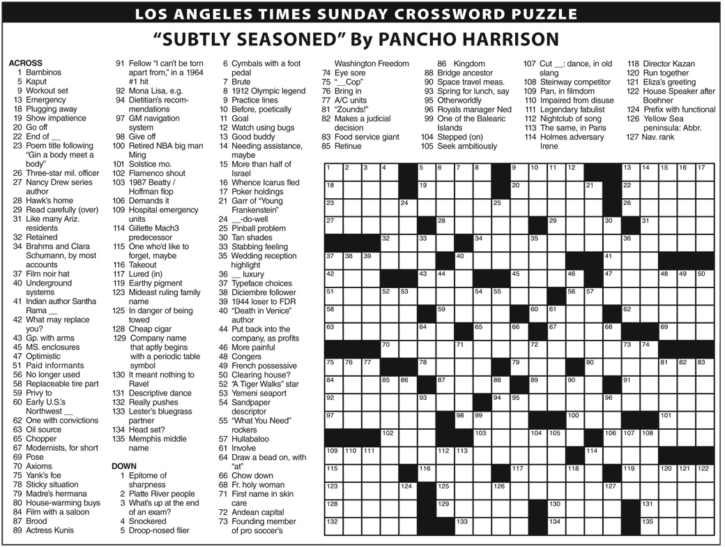 Free Printable Hard Crossword Puzzles
