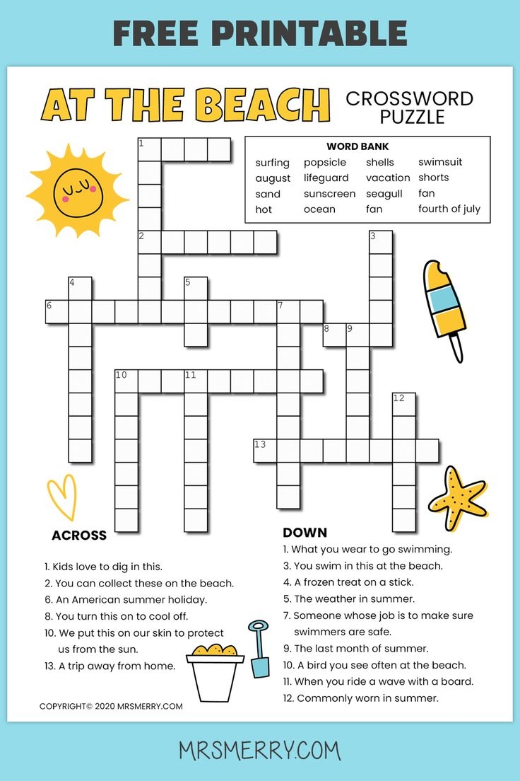 Printable Crossword Puzzles For Tweens