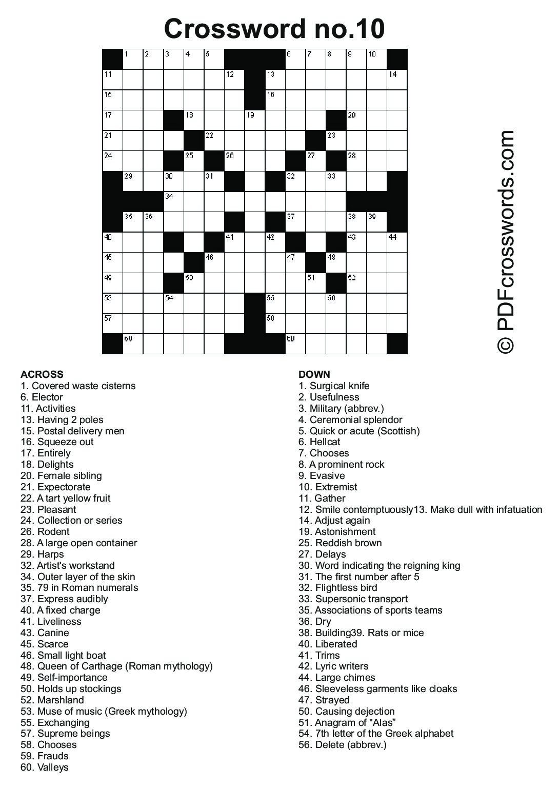 Crossword Puzzles Pdf Printable