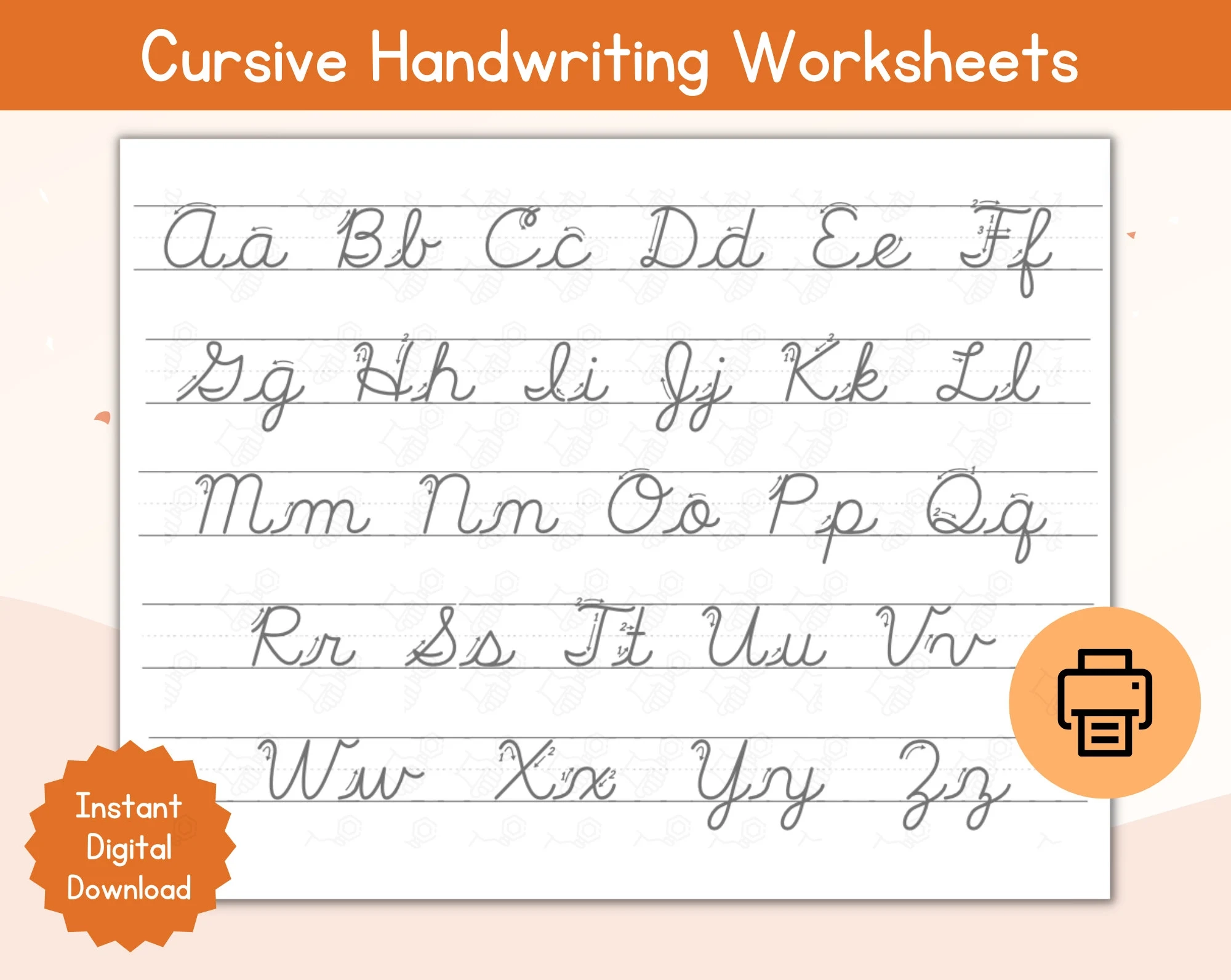 Cursive Alphabet Worksheets Printable
