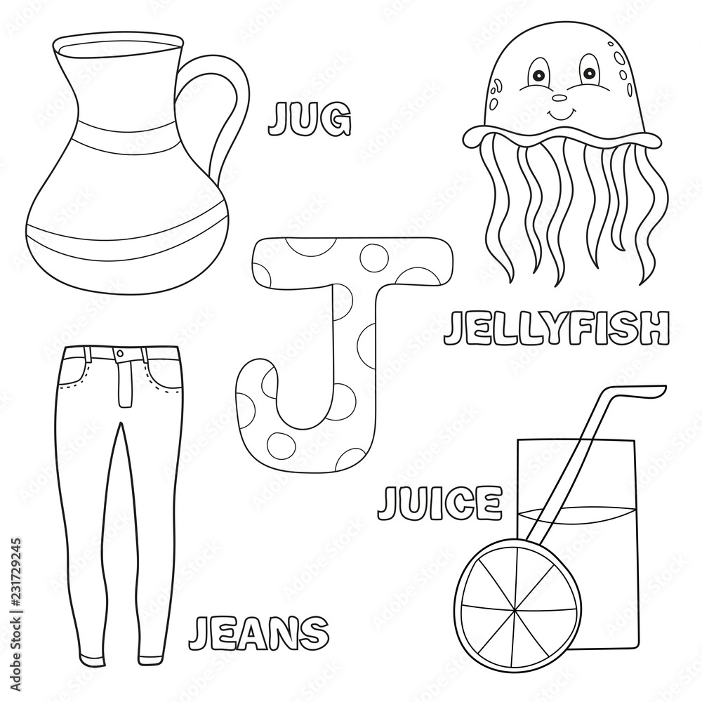 Letter J Designed Coloring Page Printable
