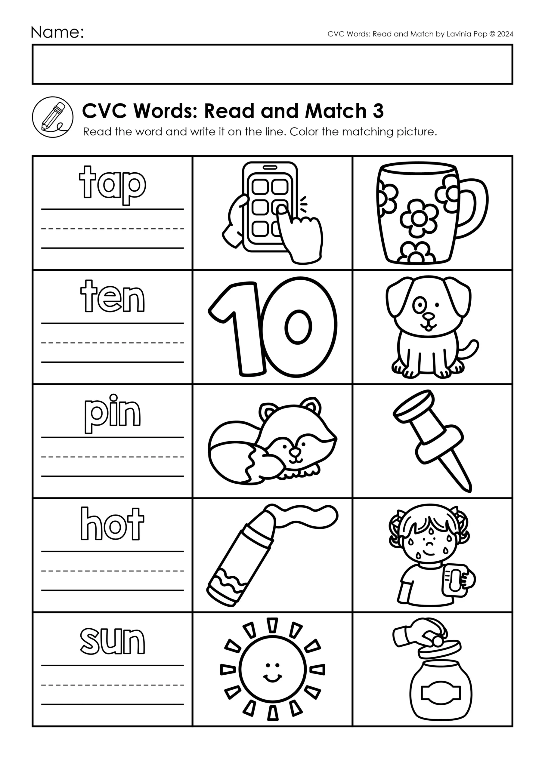 Cvc Printable Worksheets For Kindergarten