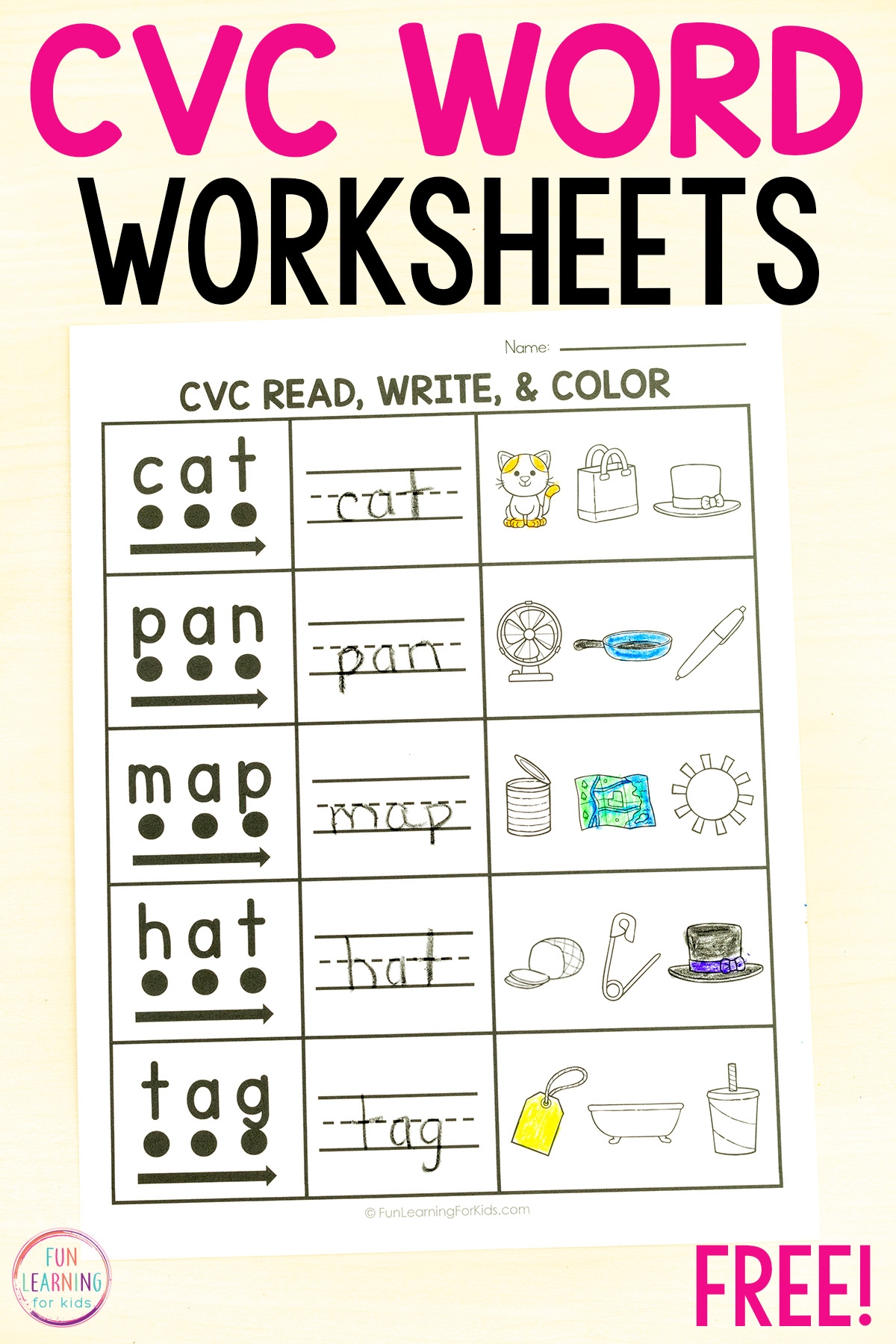 Cvc Worksheets Free Printable
