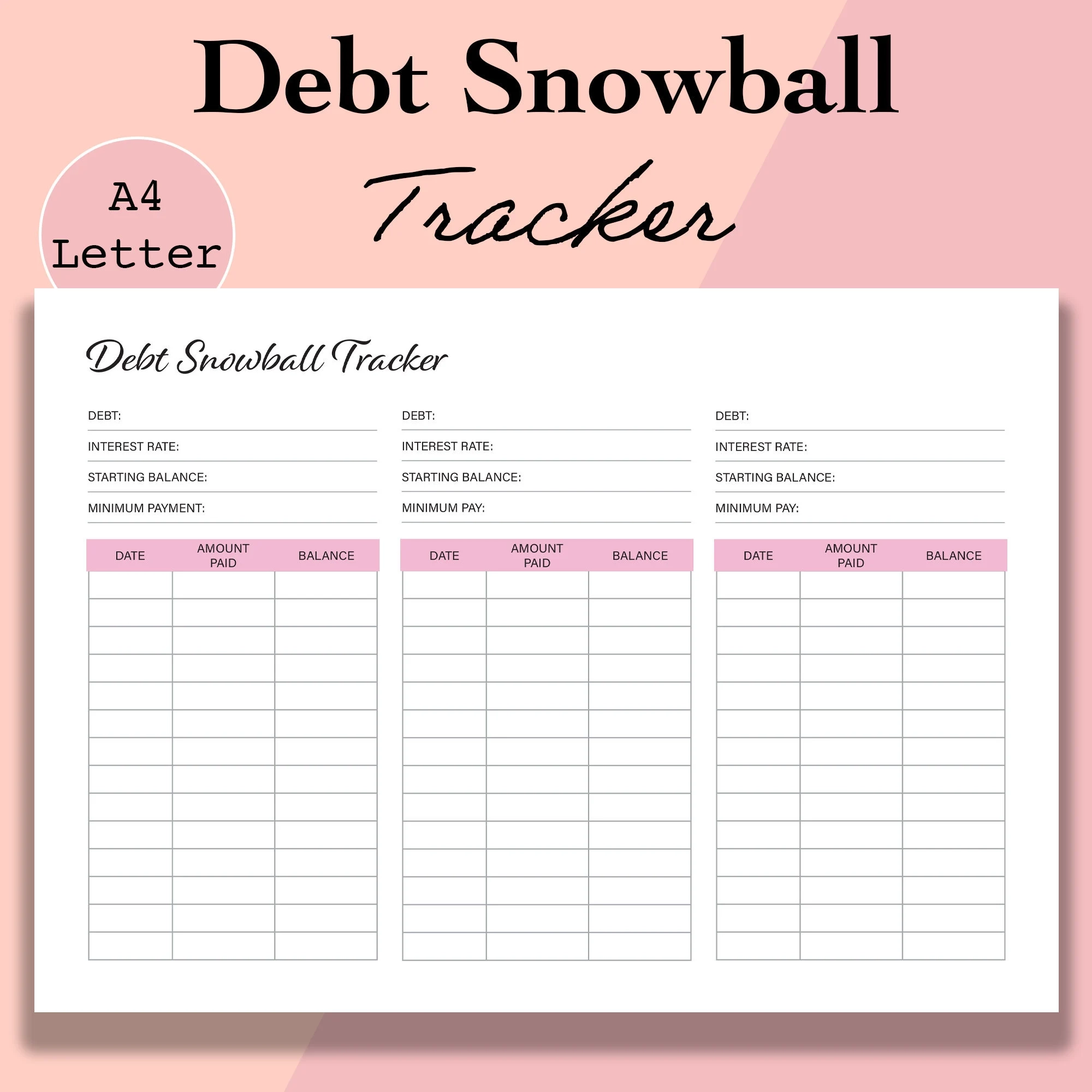 Snowball Debt Worksheet Printable