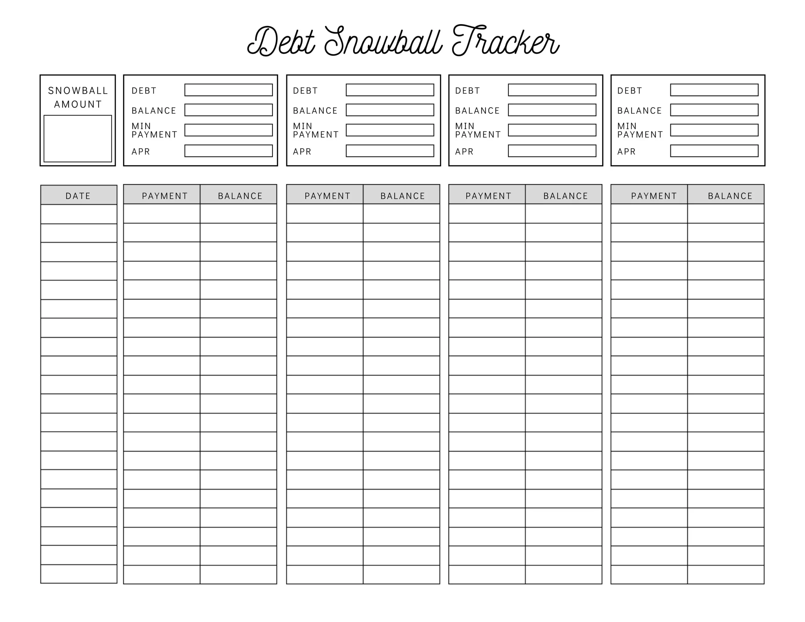 Debt Worksheet Printable
