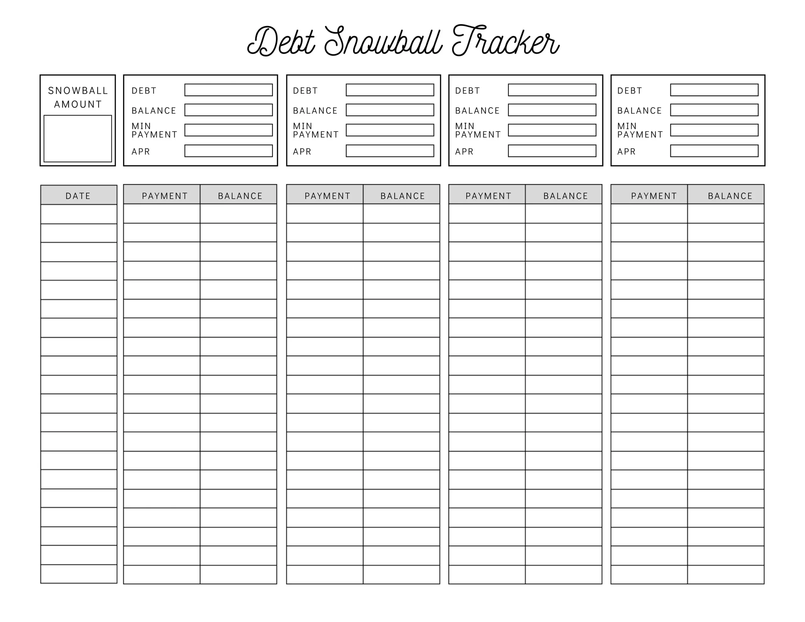 Debt Snowball Tracker Printable Debt Payment Worksheet Debt 