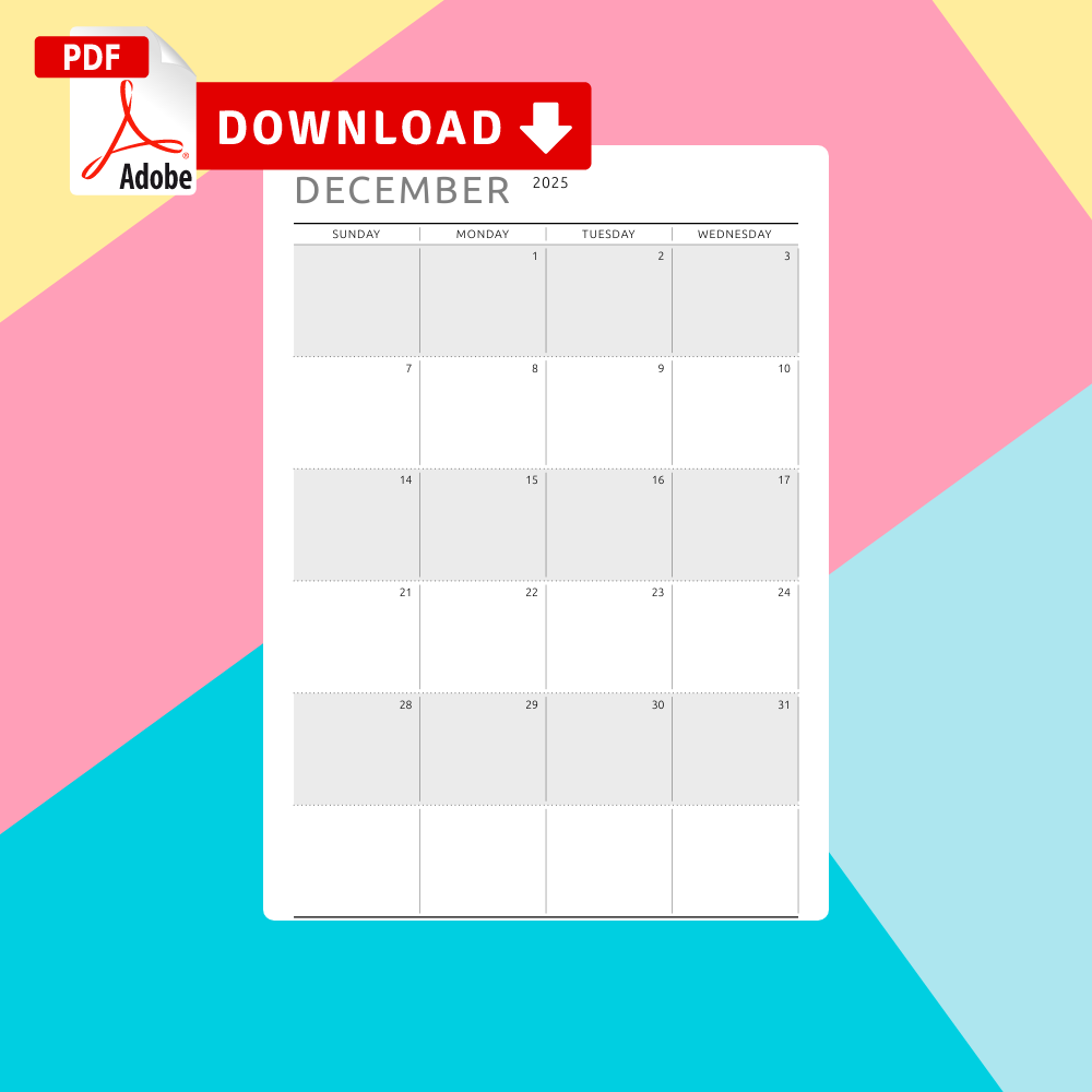 December 2025 Printable Blank Calendar