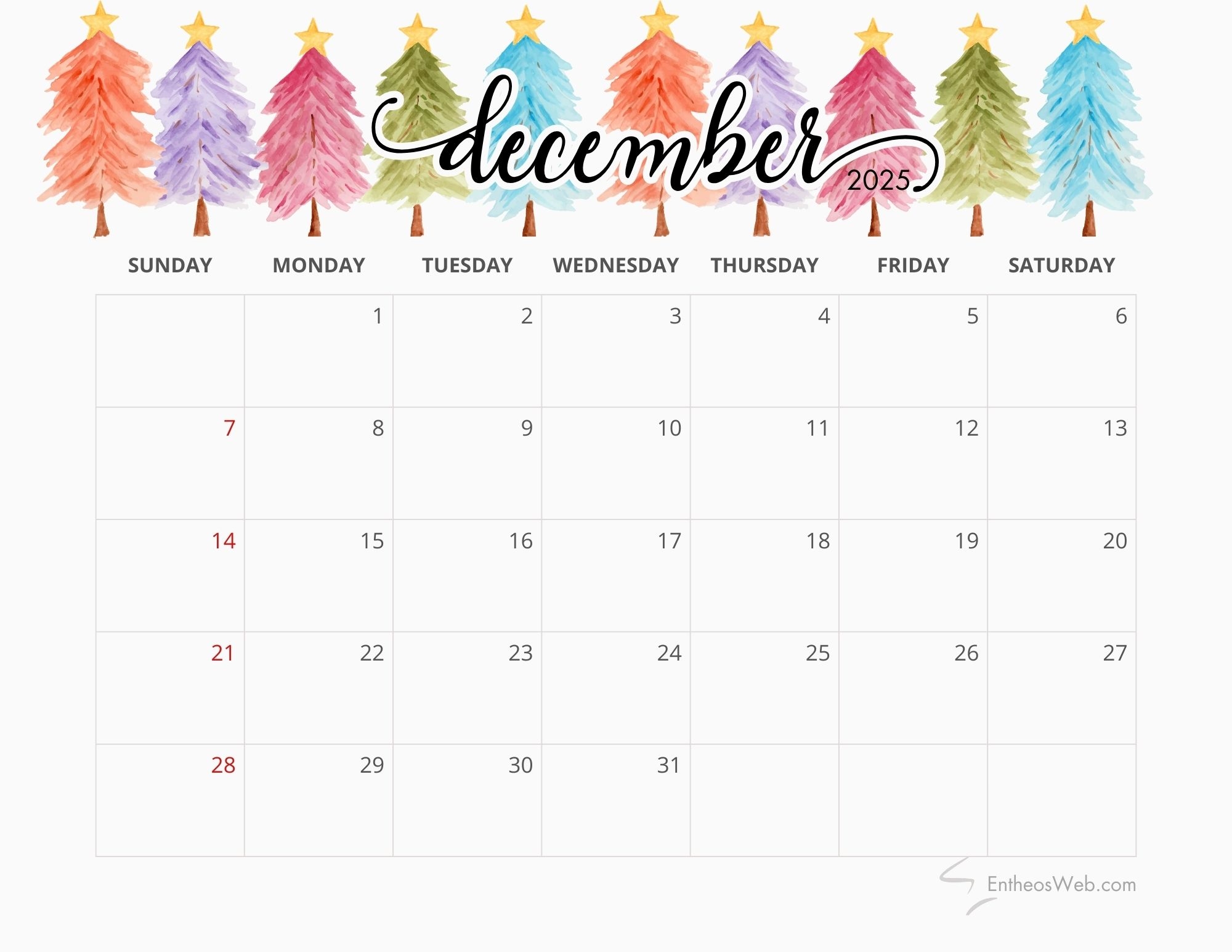 December 2025 Calendar