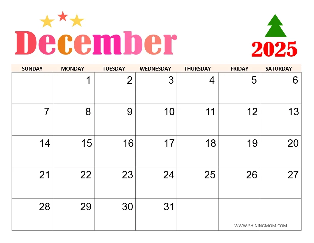 Blank Calendar Dec 2025