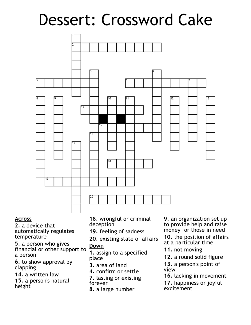 Dessert Crossword Cake WordMint