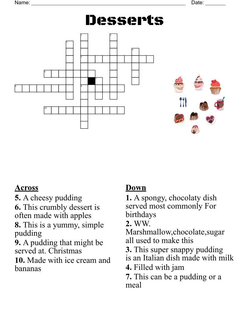 Desserts Crossword WordMint