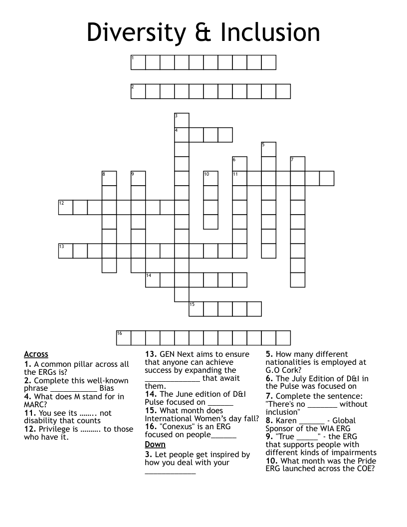 Diversity amp Inclusion Crossword WordMint