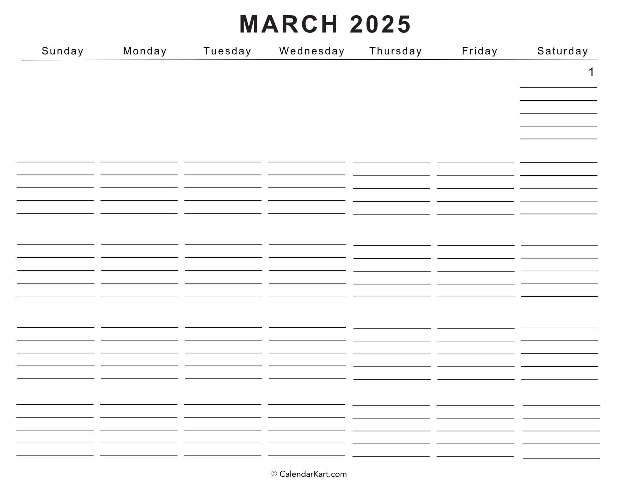 Blank 2025 Monthly Calendar Printable Free