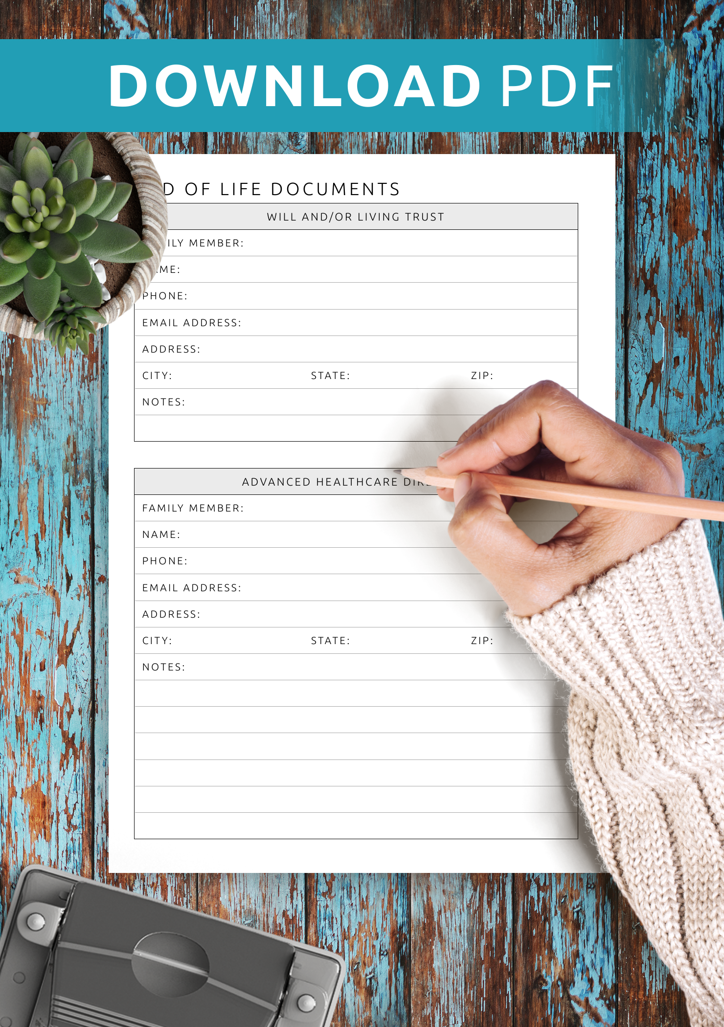 Printable End Of Life Planning Worksheet