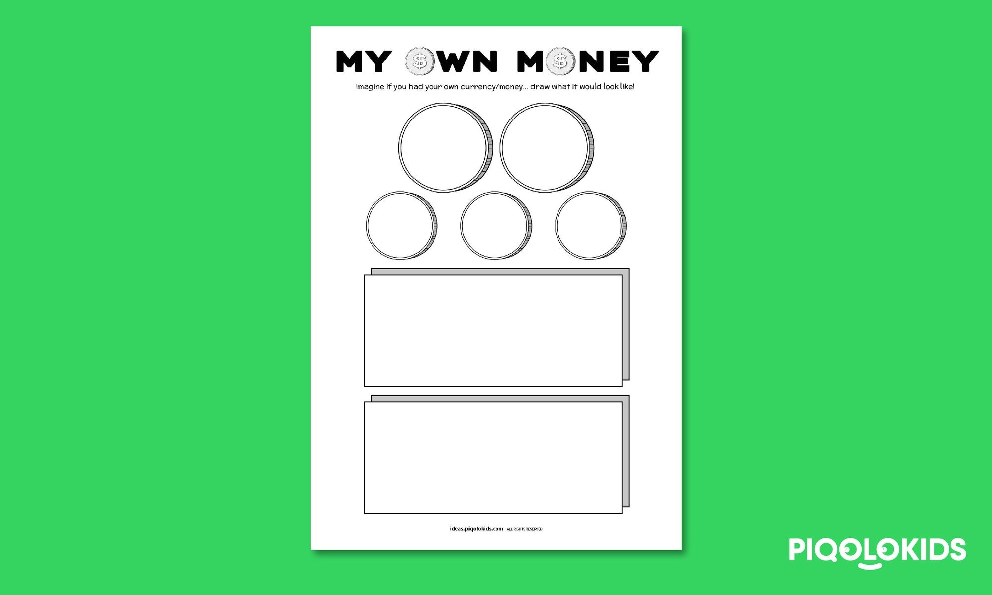 Draw Your Own Money Creative Printable Worksheets For Kids
