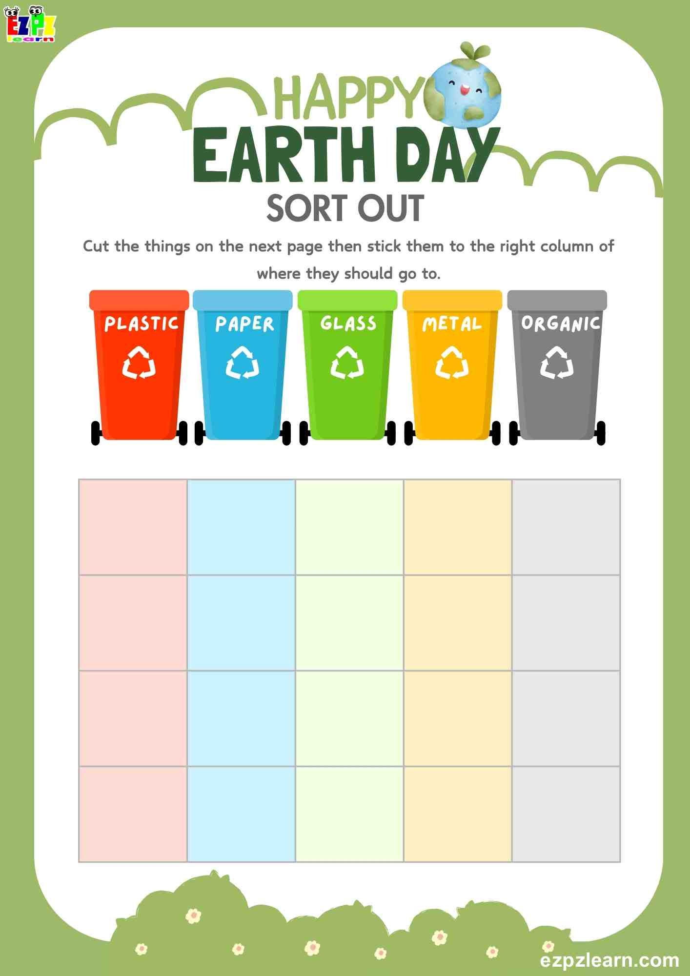 Printable Recycling Sorting Activity Worksheet