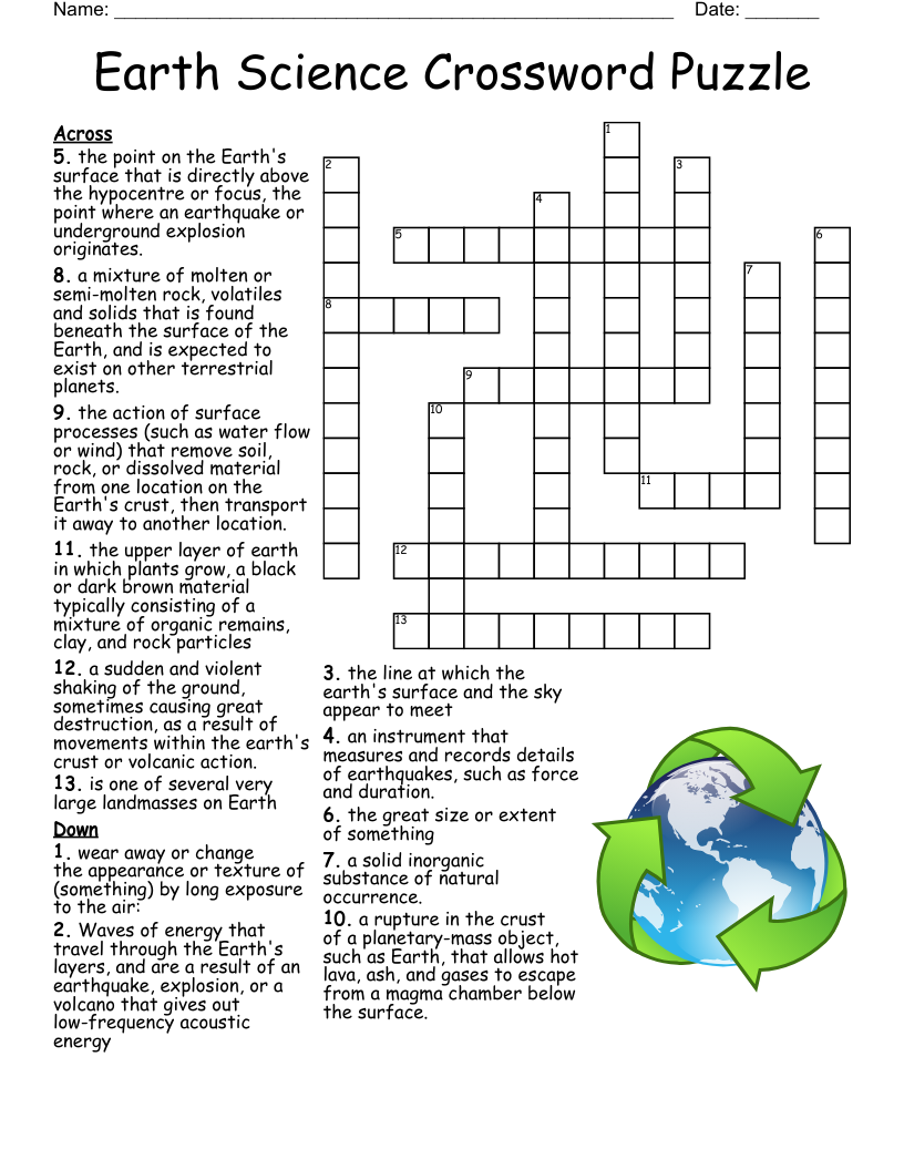 Easy Science Crossword Puzzles Printable