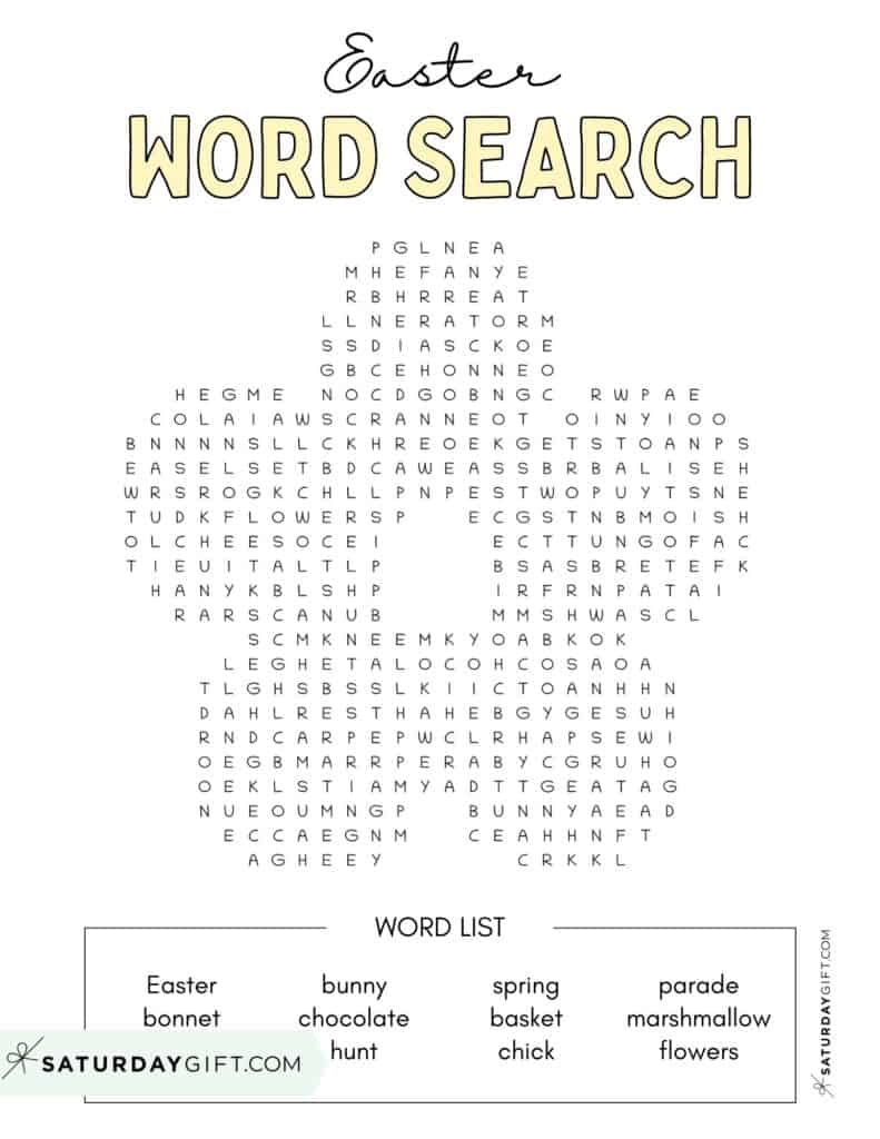 Easter Word Search Cute amp Free Printables SaturdayGift