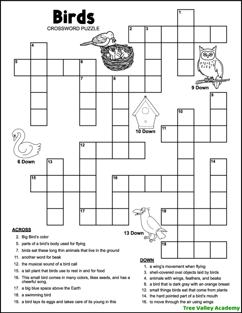 Printable Crossword Puzzles Second Grade