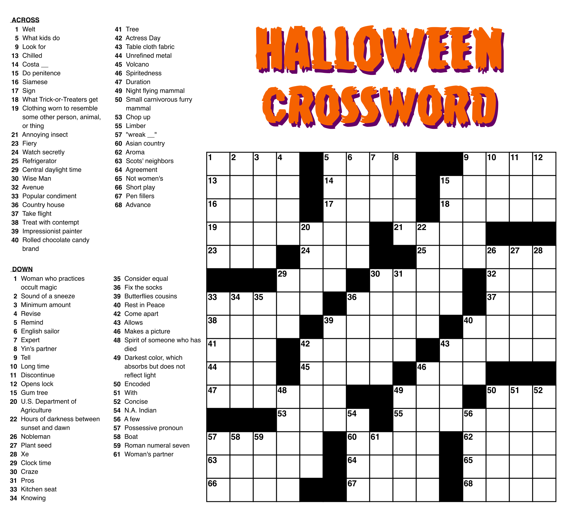 Printable Medium Hard Crossword Puzzles
