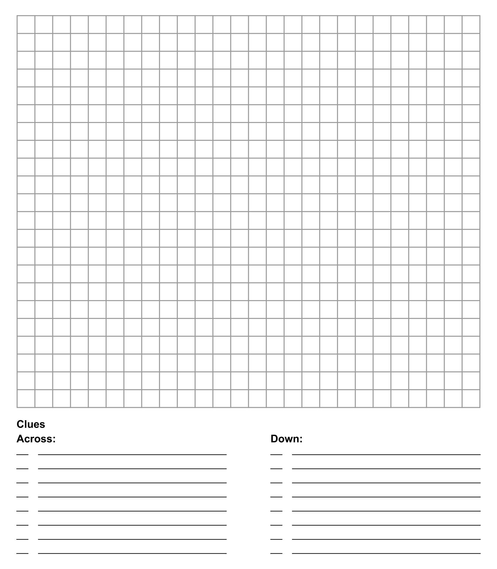Printable Crossword Puzzle Paper