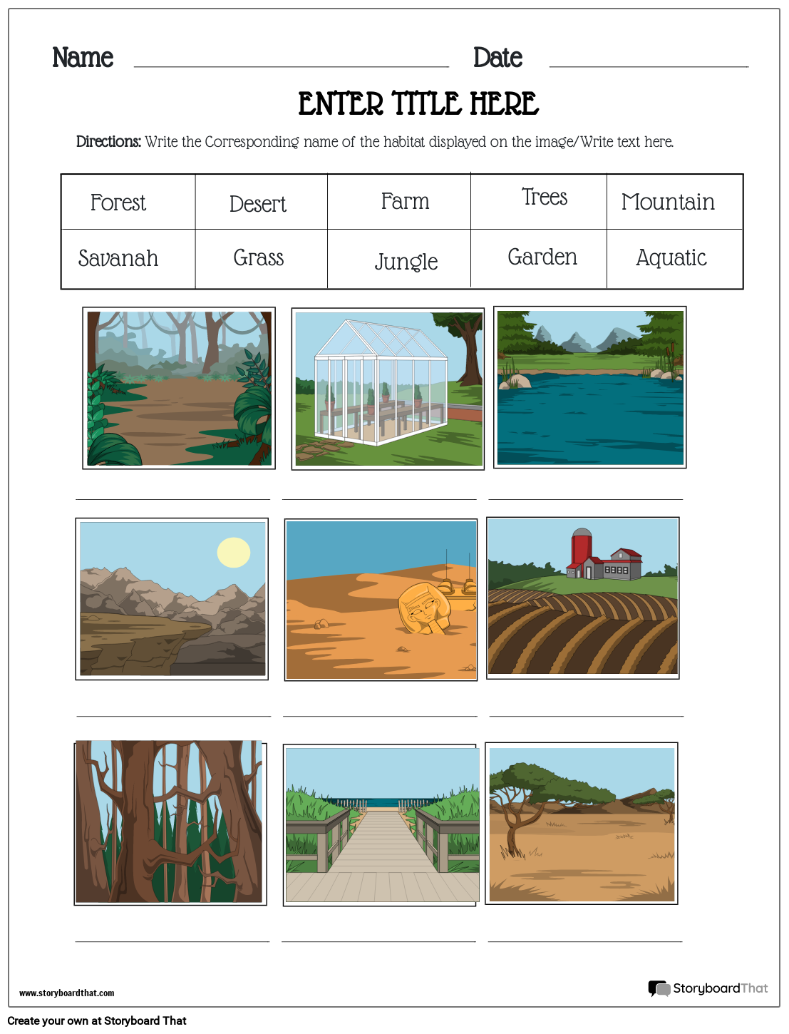 Ecosystems Worksheets Free amp Printable By Storyboard That