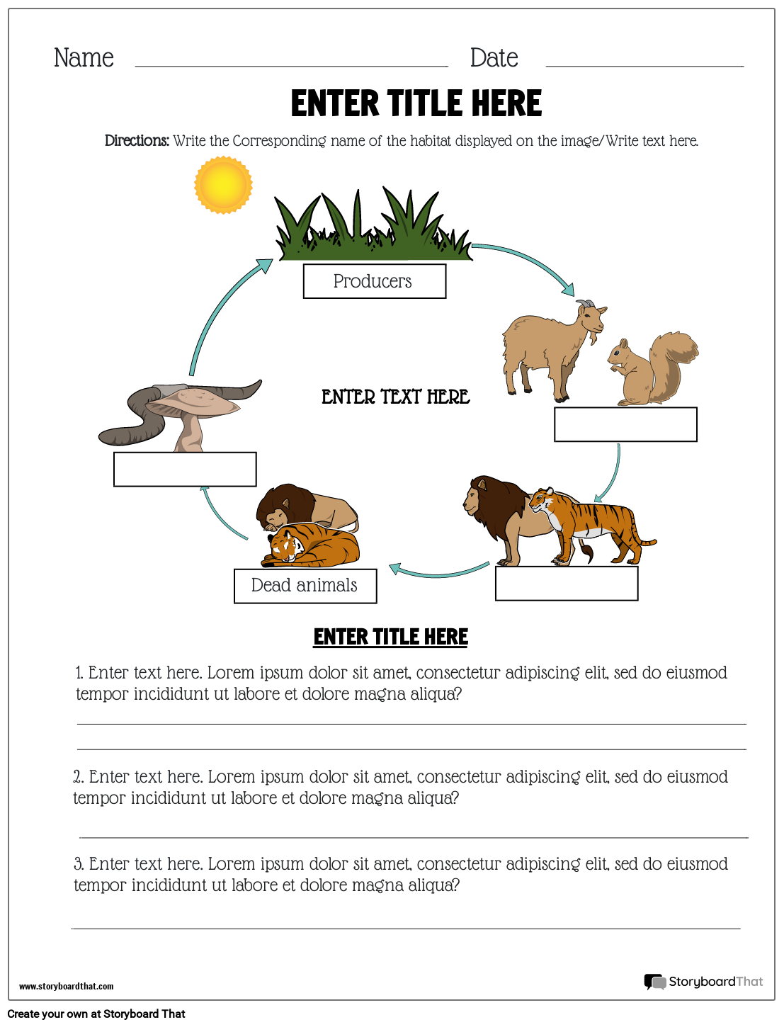 Ecosystems Worksheets Free amp Printable By Storyboard That